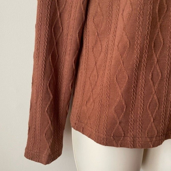 SHEIN Brown Cable Knit Raglan Sleeve Hoodie Small - Picture 5 of 15